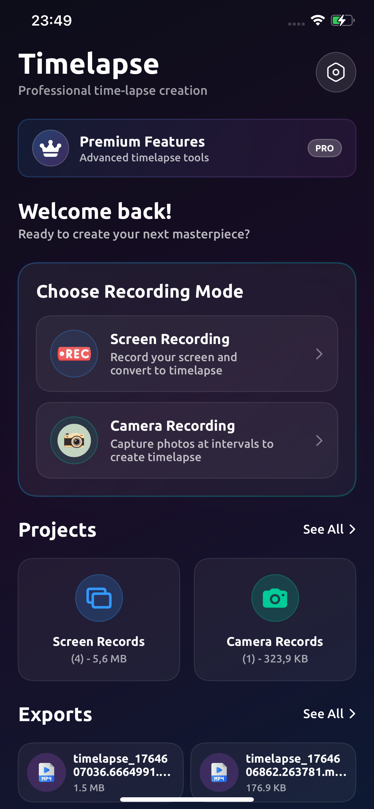 Timelapse App Interface